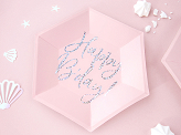 Plates Happy B'day!, light powder pink, 20cm (1 pkt / 6 pc.)
