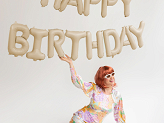 Foil Balloon Happy Birthday, 340x35cm, beige