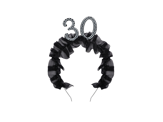 Headband ''30'' with ruffles and pearls