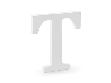 Wooden letter T, white, 17.5x20cm