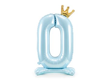 Standing foil balloon Number ''0'' , 84 cm,  sky-blue