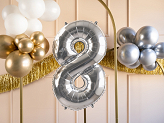 Foil Balloon Number ''8'', 72cm, silver