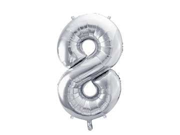 Foil Balloon Number ''8'', 72cm, silver