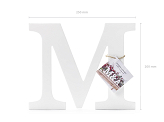 Wooden letter M, white, 25x20cm