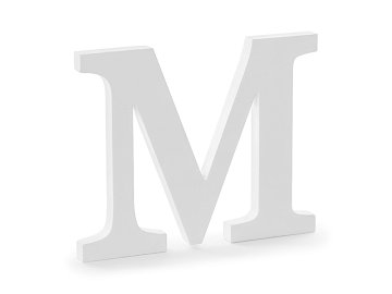 Wooden letter M, white, 25x20cm