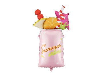Foil balloon Cocktail, 47x79 cm, pink
