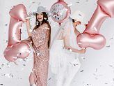 Foil balloon Penis,  55.5x112 cm, rose gold