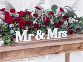 Wooden inscription Mr & Mrs, white, 50x9.5cm