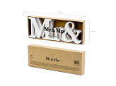 Wooden inscription Mr & Mrs, white, 50x9.5cm