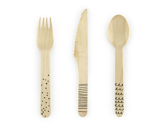 Wooden Cutlery, black, 16cm (1 pkt / 18 pc.)