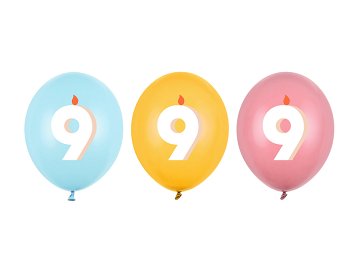 Balloons 30 cm, 9, mix (1 pkt / 50 pc.)