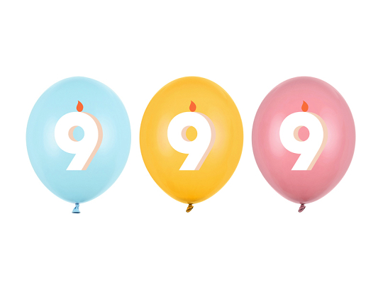 Balloons 30 cm, 9, mix (1 pkt / 50 pc.)