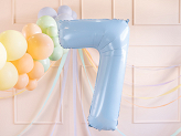 Foil Balloon Number ''7'', 72cm, light blue