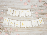 Banner Just Married, white, 15 x 155 cm