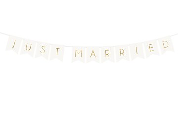 Banner Just Married, white, 15 x 155 cm