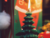 Candle Christmas Tree, 10 cm, dark green