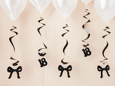Birthday swirls for the 18th birthday with bows, black, 50 cm (1 pkt / 5 pc.)