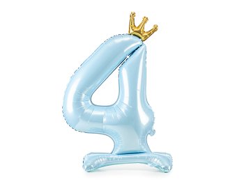 Standing foil balloon Number ''4'' , 84 cm,  sky-blue