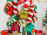 Foil balloon Candy cane, 50x82cm, red