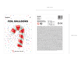 Foil balloon Candy cane, 50x82cm, red