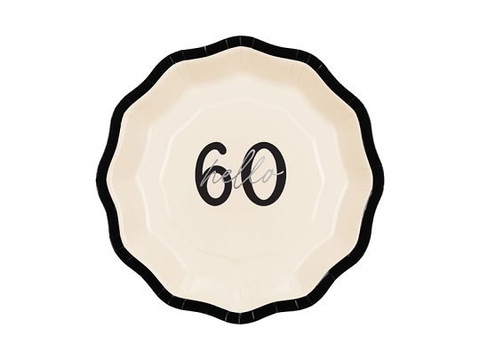 Paper plates ''Hello 60'', mix, 18 cm (1 pkt / 6 pc.)