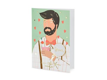 Card with enamel pin Groom, 10.5x15 cm