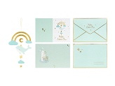 Card with hanging decoration Whale, light tiffany blue, 14x20 cm