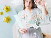 Card with hanging decoration Whale, light tiffany blue, 14x20 cm