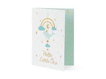 Card with hanging decoration Whale, light tiffany blue, 14x20 cm