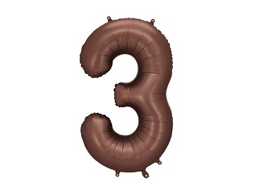 Foil Balloon Number ''3'', 86 cm, mocha