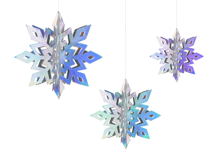 Hanging decoration Snowflakes, iridescent, 15-25cm (1 pkt /...