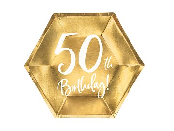 Plates 50th Birthday, gold, 20cm (1 pkt / 6 pc.)