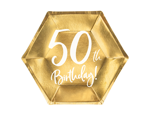 Plates 50th Birthday, gold, 20cm (1 pkt / 6 pc.)