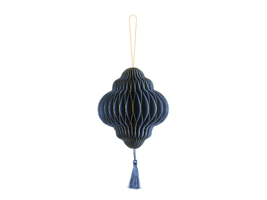 Paper honeycomb ornament Lantern, navy blue, 13,2x15cm