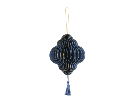 Paper honeycomb ornament Lantern, navy blue, 13,2x15cm
