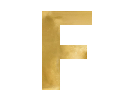 Mirror letter ''F'', gold, 40x60 cm