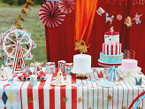 Paper Tablecloth Thin Stripes and Stars, mix, 180 x 120 cm