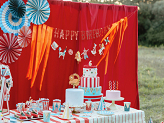 Paper Tablecloth Thin Stripes and Stars, mix, 180 x 120 cm