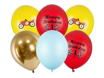 Balloons 30cm, Happy Birthday, mix (1 pkt / 6 pc.)