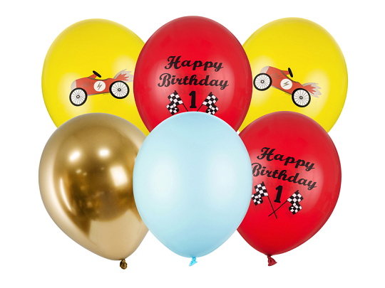 Balloons 30cm, Happy Birthday, mix (1 pkt / 6 pc.)