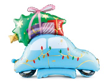 Standing foil balloon Christmas Car, 102x100 cm, mix