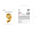 Foil Balloon Number ''9'', 35cm, gold