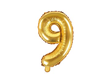 Foil Balloon Number ''9'', 35cm, gold