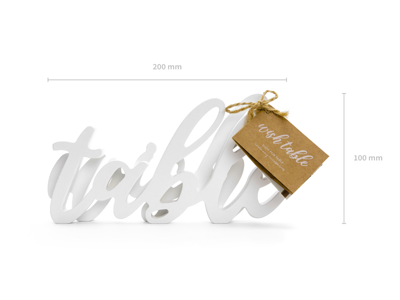 Wooden inscription Wish table, white, 40x10cm - Designer decorations ...