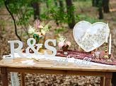 Wooden inscription Wish table, white, 40x10cm