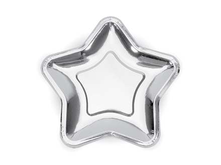 Paper Plates Star, silver, 23cm