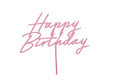 Acrylic cake topper ''Happy Birthday'', light pink, 16.5 cm