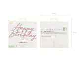 Acrylic cake topper ''Happy Birthday'', light pink, 16.5 cm