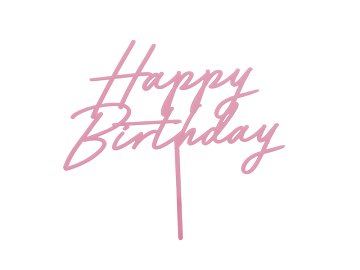 Acrylic cake topper ''Happy Birthday'', light pink, 16.5 cm