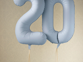 Foil Balloon Number ''0'', 86cm, misty blue